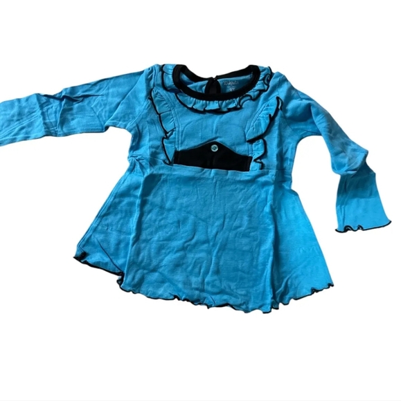 $20 Kidgets Blue & Black 3T Longsleeve Beautifully designed Top with Ruffle NWT - Picture 1 of 2